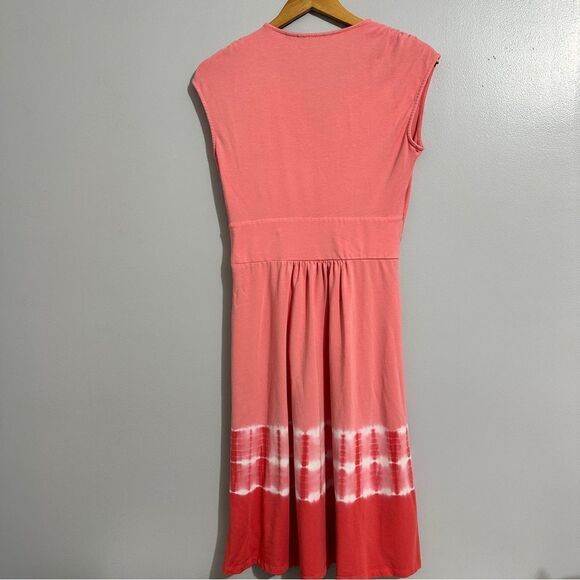 Lands' End Women's Dress Cap Sleeve V-NECK Coral White size S(6-8) - Picture 3 of 9